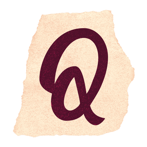 Artistic calligraphic letter q on torn textured paper background transparent