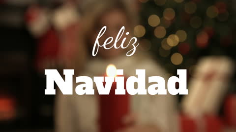 Animated Feliz Navidad Text Over Christmas Scene