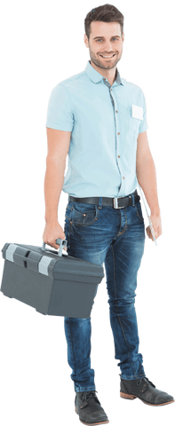 Transparent Confident Male Technician Carrying Toolbox - Download Free Stock Videos Pikwizard.com