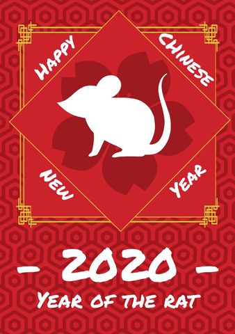 Festive chinese new year 2020 design with rat symbol
