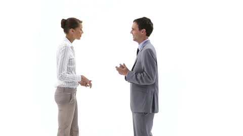 Business Colleagues Discussing in Formal Attire Neutrally Lit