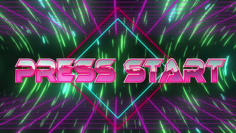 Retro Futuristic Press Start Animation Background