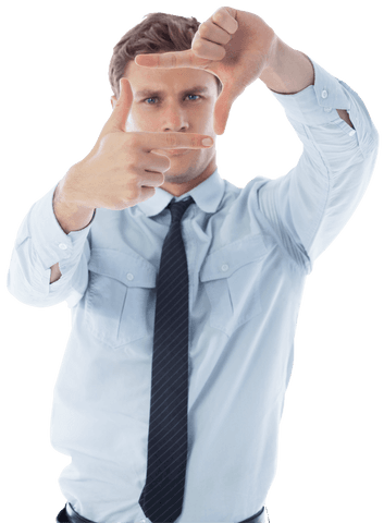 Businessman Poses Framing with Hands on Transparent Background - Download Free Stock Videos Pikwizard.com