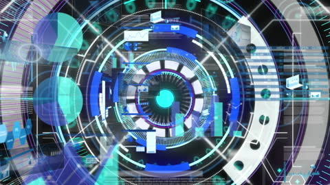 Futuristic HUD Interface with Data and Graphs