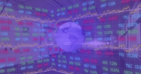 globe overlapping stock market data in virtual warehouse concept - Download Free Stock Images Pikwizard.com