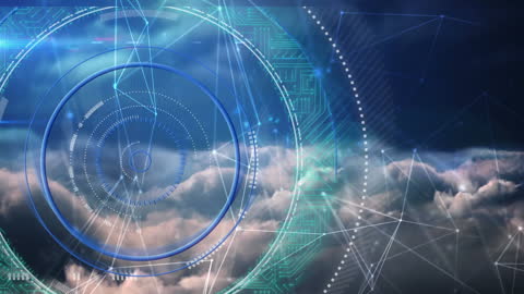 Digital Interface with Abstract Network Circles in Sky