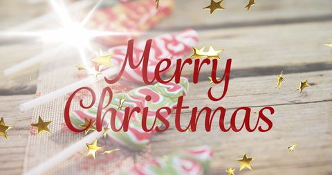 Festive Merry Christmas Greeting with Spotlights and Stars