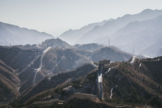 Great Wall of China winding through mountainous landscape - Download Free Stock Photos Pikwizard.com