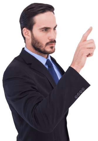 Transparent Focused Businessman Pointing in Suit - Download Free Stock Videos Pikwizard.com