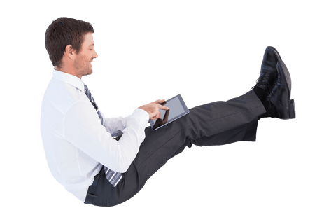 Businessman Using Tablet on Transparent Background Isolated - Download Free Stock Videos Pikwizard.com