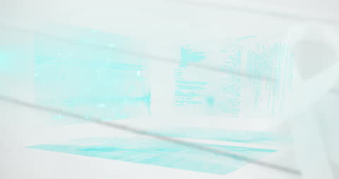 Futuristic Data Processing Animation on White Background