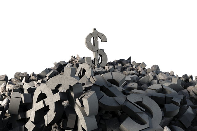 Transparent Pile of Rubble with Dollar Symbols Highlighting Currency and Finance Concepts - Download Free Stock Videos Pikwizard.com