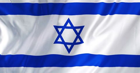 Waving Flag of Israel with Prominent Star of David