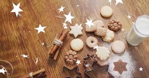 Festive Starry Cookies with Falling Stars - Download Free Stock Images Pikwizard.com