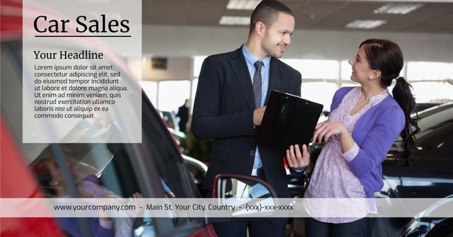 Car Salesman Consulting with Client in Showroom - Download Free Stock Templates Pikwizard.com