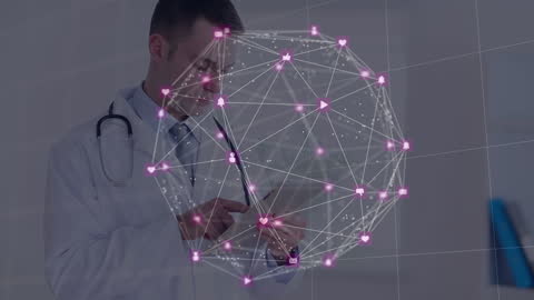 Doctor Analyzing Digital Health Network Interface
