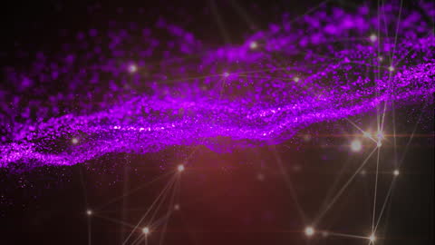 Purple Spots and Digital Network Connections on Dark Background