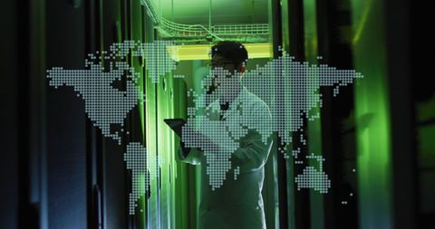 Data security expert analyzing global cyber threats