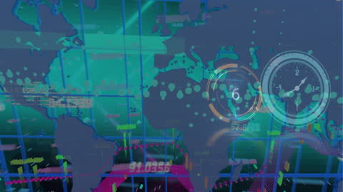 Data Visualization on Global Map with Digital Interface Elements