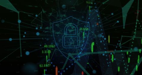 Digital Security Shield Over Financial Market Data Interface - Download Free Stock Images Pikwizard.com