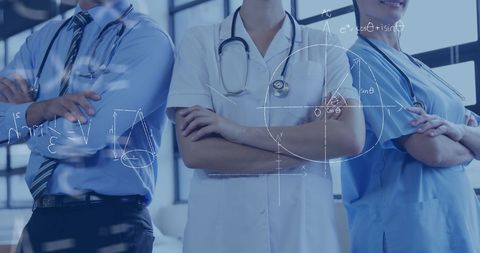 Medical Professionals with Mathematical Formulas Concept