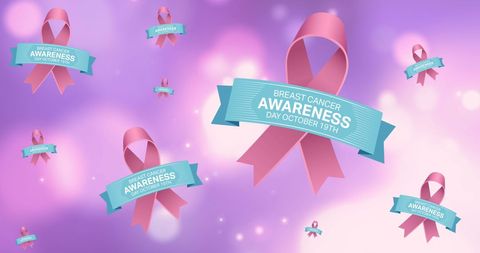 Breast cancer awareness day promotional design with pink ribbons