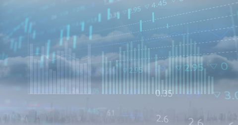 Statistical Data Over Cloudy Sky, Technology Concept - Download Free Stock Images Pikwizard.com