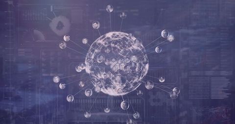 Glowing Global Network Sphere with Business Profile Connections - Download Free Stock Images Pikwizard.com