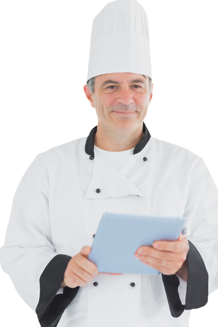 Portrait of Happy Chef with Tablet on Transparent Background - Download Free Stock Videos Pikwizard.com