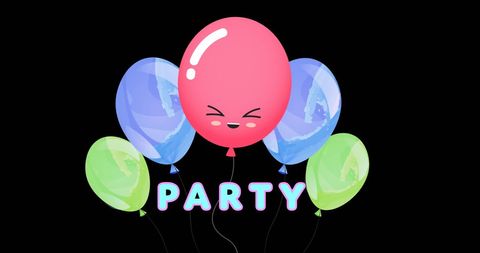 Vibrant party balloons on black background