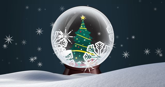 Whimsical Holiday Snow Globe with Colorful Christmas Tree - Download Free Stock Images Pikwizard.com