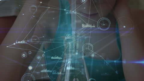 Innovative Learning: Schoolgirl Exploring Science with Digital Network Interface