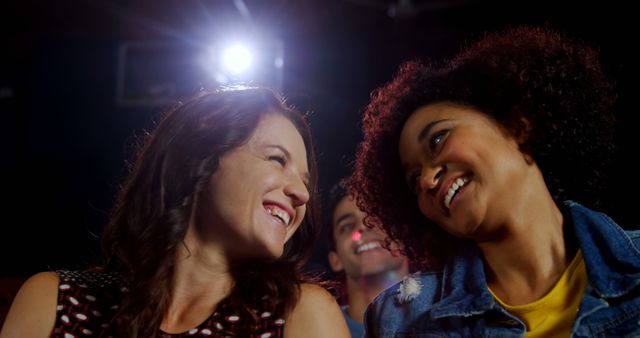 Happy Friends Watching Movie in Cinema Hall - Download Free Stock Images Pikwizard.com