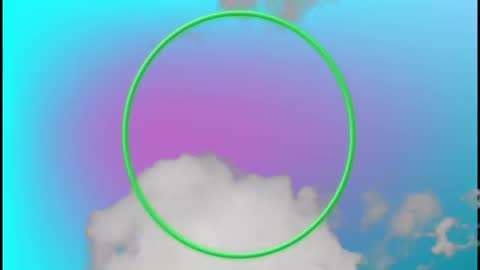 Green Circle Floating in Whimsical Dreamy Cloudscape