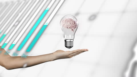 Hand Balancing Brain-Linhaced Lightbulb Symbolizes Innovative Ideas