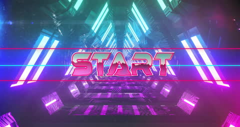 Futuristic Neon Tunnel with Digital Start Animation