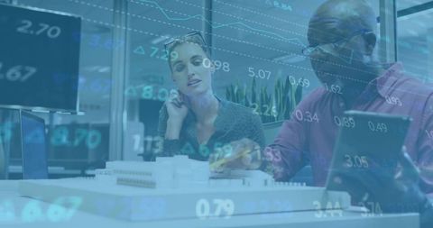 Examining architectural model together with data visualization overlay