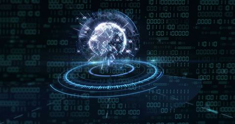 Binary Code Globe with Futuristic Digital Interface - Download Free Stock Images Pikwizard.com