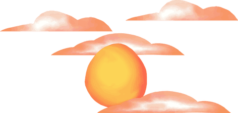 Abstract sun orb glowing amid ethereal clouds on transparent background