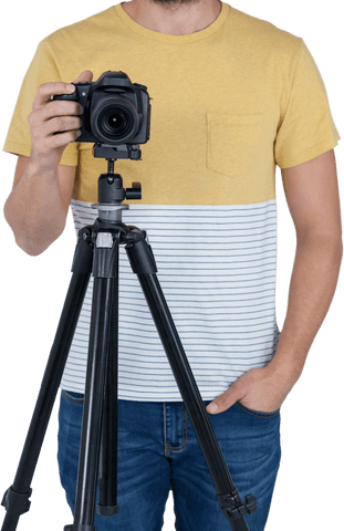 transparent midsection male photographer shooting with camera on tripod - Download Free Stock Videos Pikwizard.com