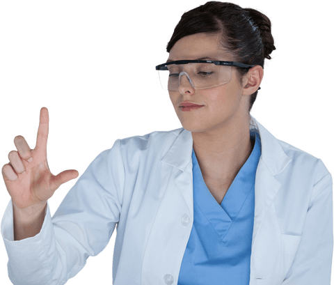female scientist conducting virtual experiment on transparent interface - Download Free Stock Videos Pikwizard.com