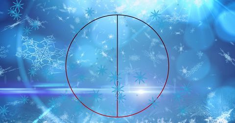Futuristic Circle Against Blue Snowflake Background