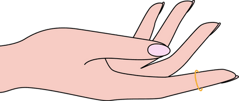 Stylized Cartoon Hand with Pink Nails and Gold Ring on Transparent Background