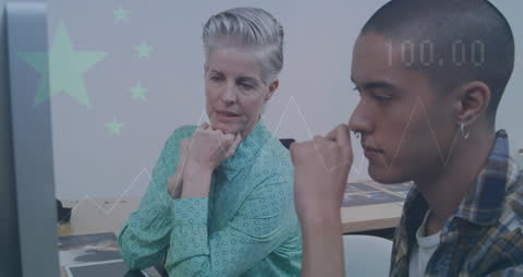 Colleagues Analyzing Digital Data Visualizations On Computer