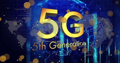 Future Technologies Concept with 5G Network and Digital World Map