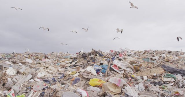 General view of landfill with piles of litter and seagulls - Download Free Stock Photos Pikwizard.com