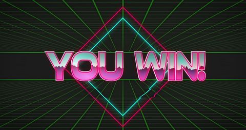 Retro Futuristic 'You Win' Neon Style Banner - Download Free Stock Images Pikwizard.com