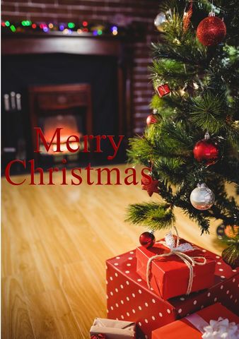 christmas tree with gifts and warm fireplace ambiance - Download Free Stock Templates Pikwizard.com