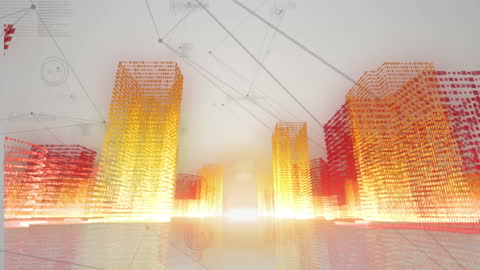 Futuristic Neon Cityscape with Network Connections