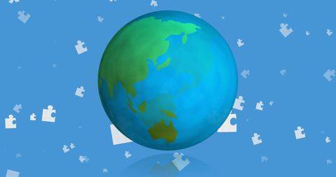 World Puzzle Concept with Globe and Falling Pieces - Download Free Stock Images Pikwizard.com